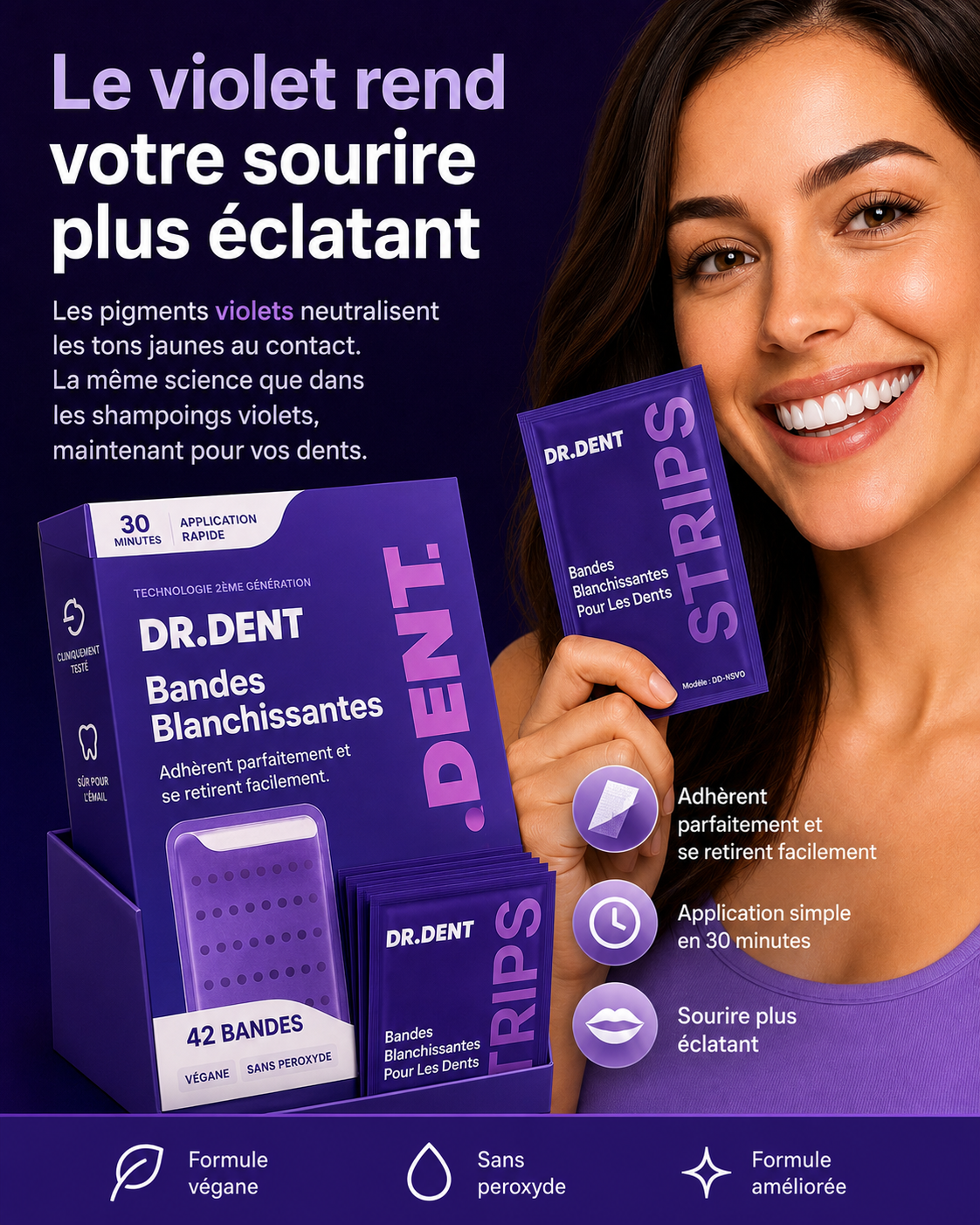 DRDENT BANDES BLANCHISSANTES VIOLETTES PREMIUM