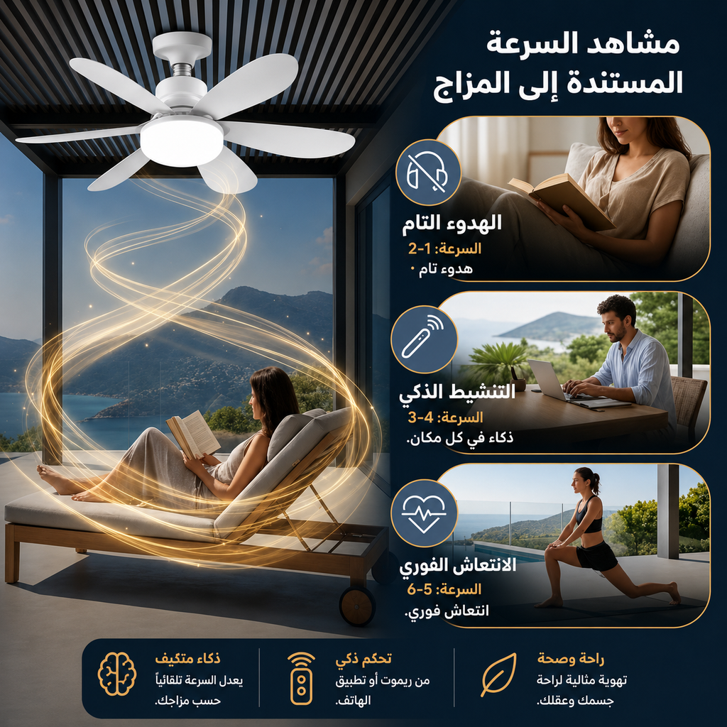 مصباح و مروحة سقف مع جهاز تحكم عن بعد